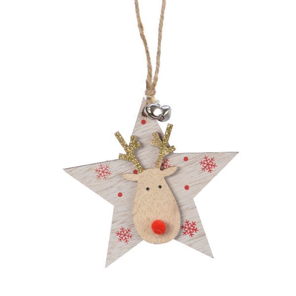 Χριστουγεννιάτικο Ξύλινο Αστέρι με Ελάφι (11cm)